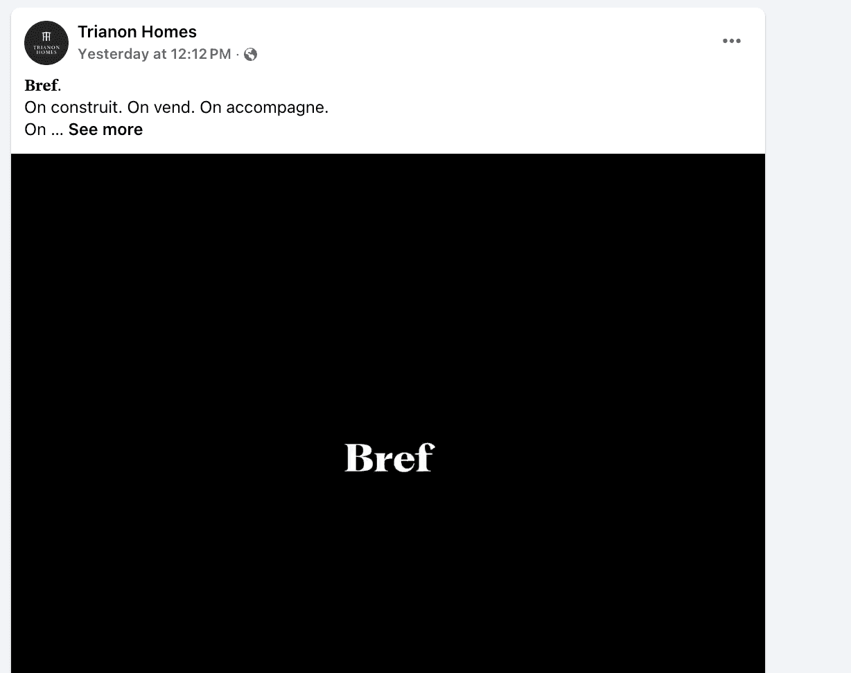 Trianon Homes ose le storytelling avec sa nouvelle vidéo “Bref”